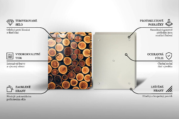 Kuchynská doska veľká zo skla Drevené pne stromov