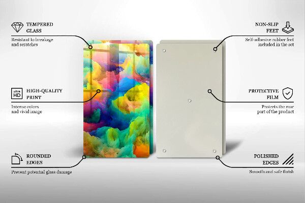 Kuchynská doska veľká zo skla Farebná abstrakcia