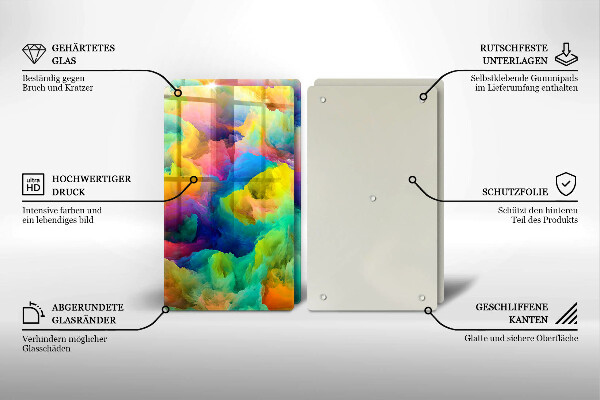 Kuchynská doska veľká zo skla Farebná abstrakcia