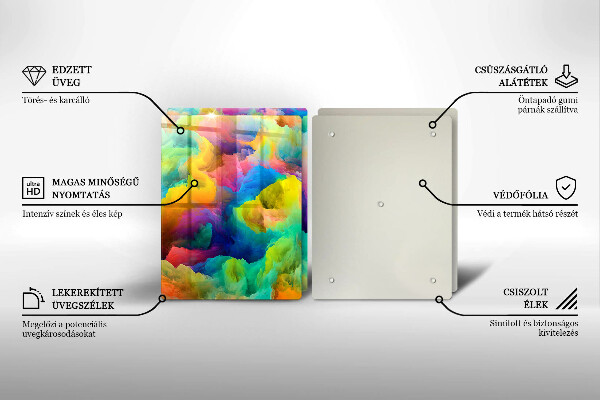 Kuchynská doska veľká zo skla Farebná abstrakcia