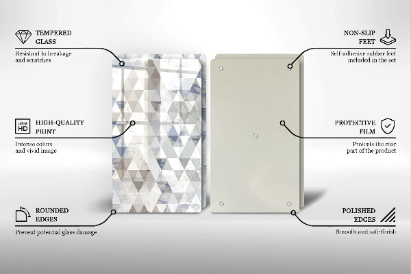 Kuchynská doska veľká zo skla Vzor trojuholníkov