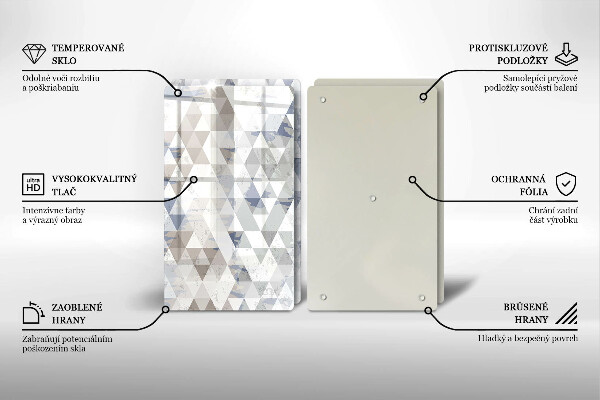 Kuchynská doska veľká zo skla Vzor trojuholníkov