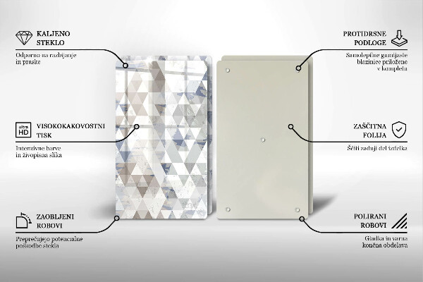 Kuchynská doska veľká zo skla Vzor trojuholníkov