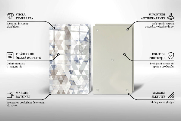 Kuchynská doska veľká zo skla Vzor trojuholníkov