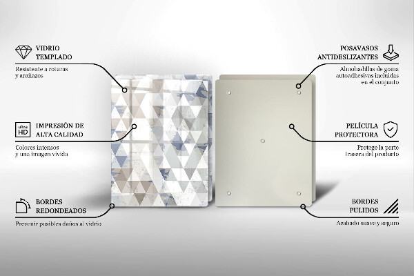 Kuchynská doska veľká zo skla Vzor trojuholníkov