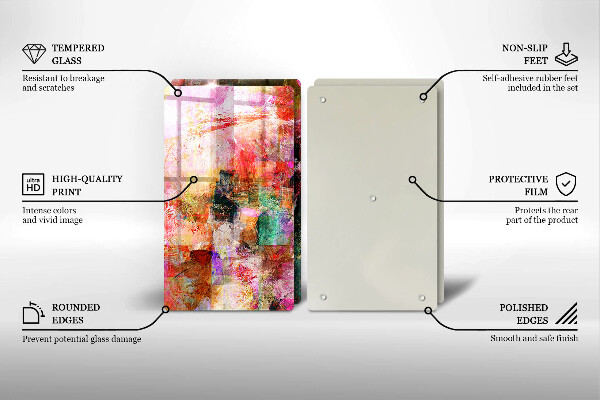 Kuchynská doska veľká zo skla Maľovanie abstrakcie