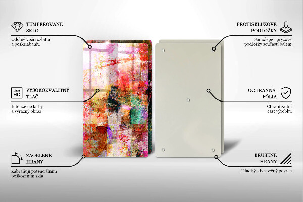 Kuchynská doska veľká zo skla Maľovanie abstrakcie