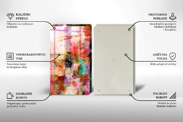 Kuchynská doska veľká zo skla Maľovanie abstrakcie