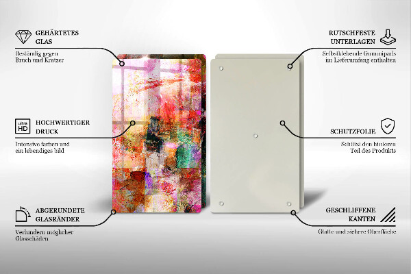 Kuchynská doska veľká zo skla Maľovanie abstrakcie