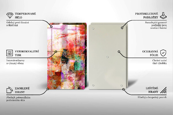 Kuchynská doska veľká zo skla Maľovanie abstrakcie