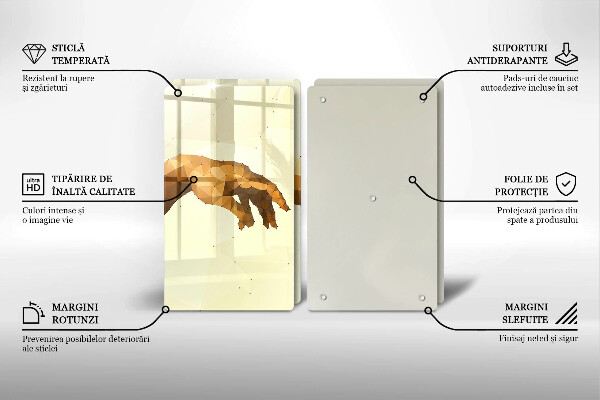 Kuchynská doska veľká zo skla Stvorenie Adamových rúk