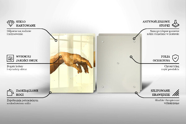 Kuchynská doska veľká zo skla Stvorenie Adamových rúk