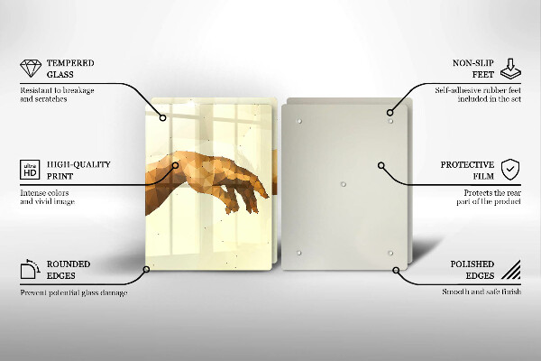 Kuchynská doska veľká zo skla Stvorenie Adamových rúk