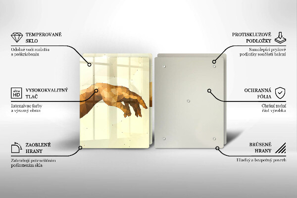 Kuchynská doska veľká zo skla Stvorenie Adamových rúk