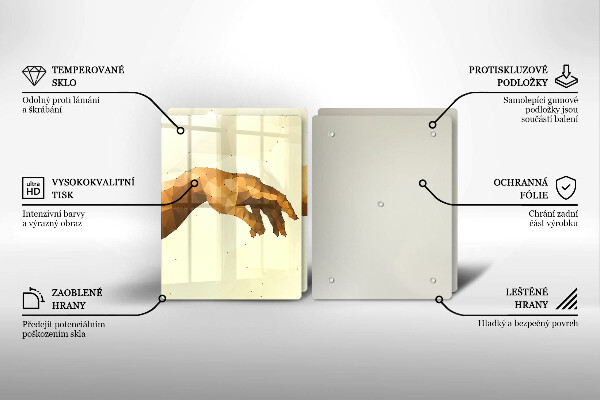 Kuchynská doska veľká zo skla Stvorenie Adamových rúk