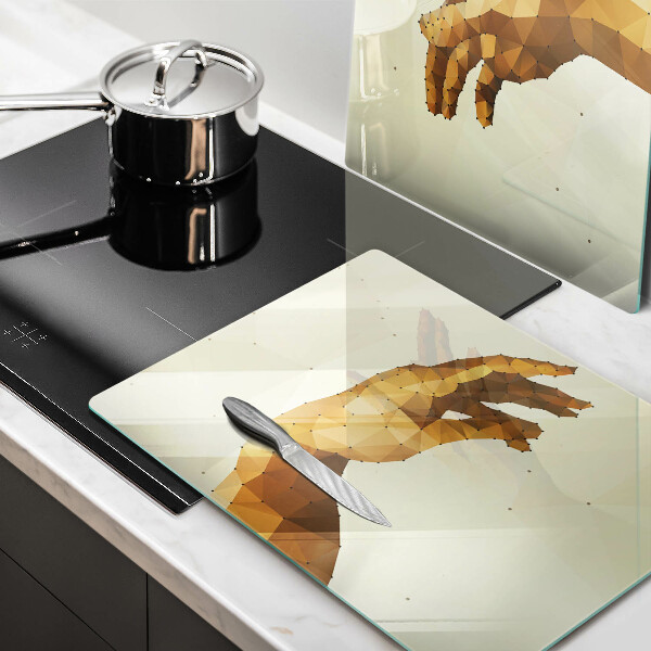 Kuchynská doska veľká zo skla Stvorenie Adamových rúk