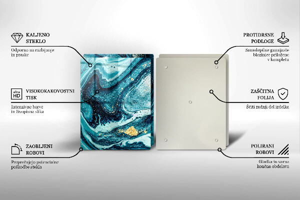 Sklenená doska na krájanie Modré zlato abstrakcia