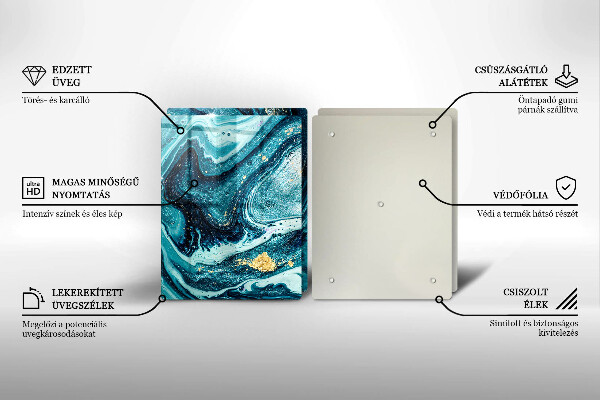 Sklenená doska na krájanie Modré zlato abstrakcia