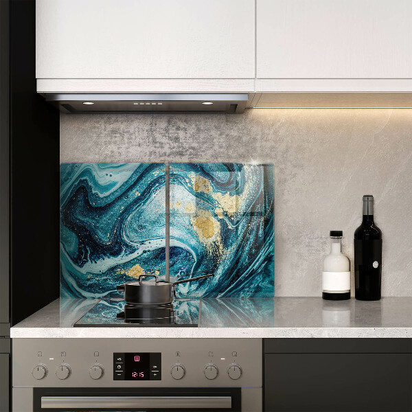 Sklenená doska na krájanie Modré zlato abstrakcia