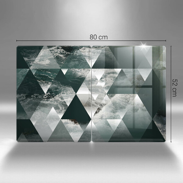 Kuchynská doska veľká zo skla Trojuholníky a voda