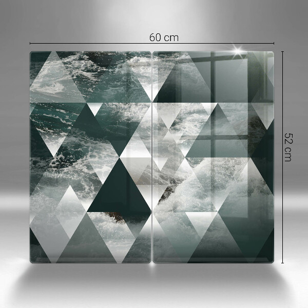 Kuchynská doska veľká zo skla Trojuholníky a voda