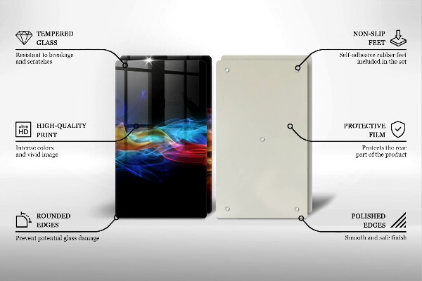 Kuchynská doska veľká zo skla Farebný dym