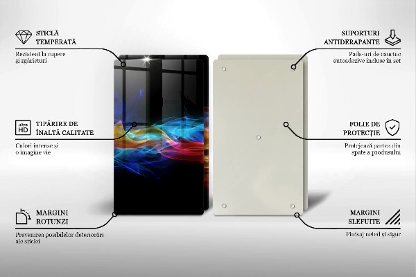 Kuchynská doska veľká zo skla Farebný dym