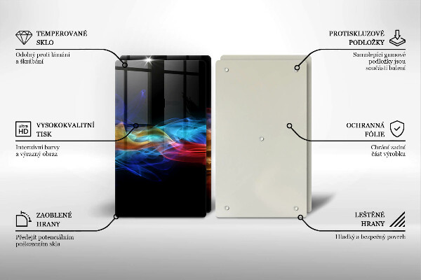 Kuchynská doska veľká zo skla Farebný dym