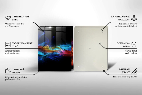 Kuchynská doska veľká zo skla Farebný dym