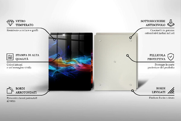 Kuchynská doska veľká zo skla Farebný dym