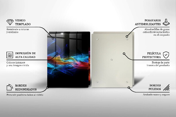 Kuchynská doska veľká zo skla Farebný dym