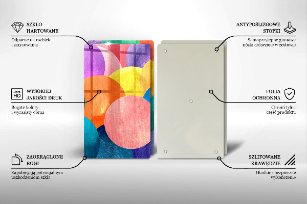 Sklenená doska na krájanie Farebné kruhy