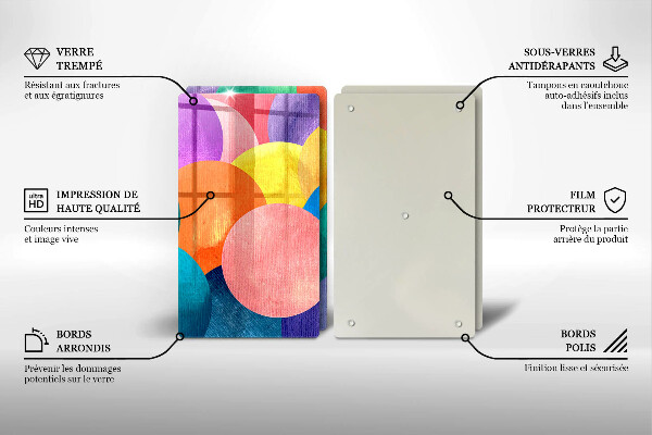 Sklenená doska na krájanie Farebné kruhy