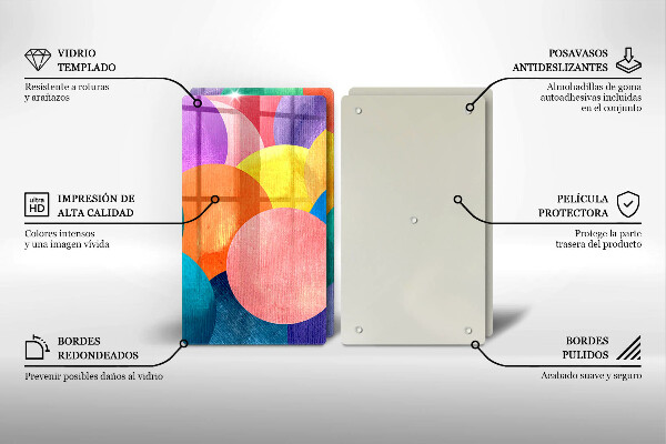 Sklenená doska na krájanie Farebné kruhy