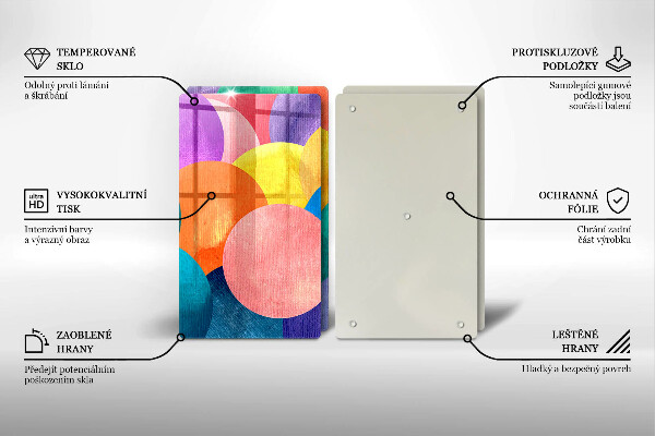 Sklenená doska na krájanie Farebné kruhy