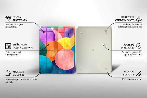 Sklenená doska na krájanie Farebné kruhy