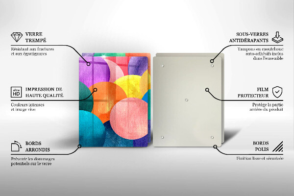 Sklenená doska na krájanie Farebné kruhy