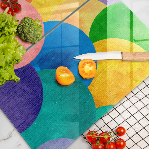 Sklenená doska na krájanie Farebné kruhy