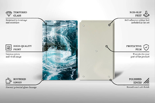 Sklenená doska na krájanie Peniace vlny vody