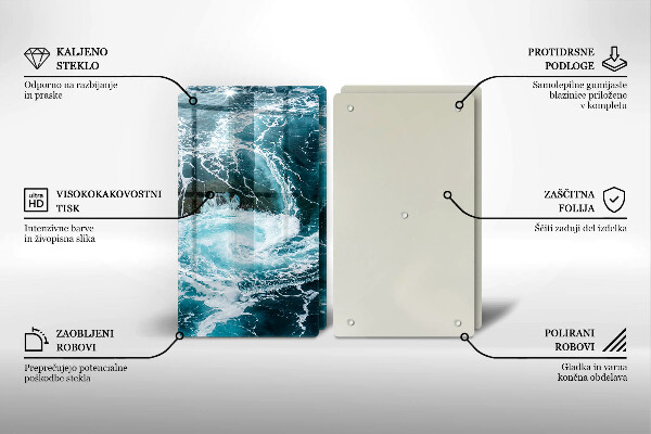 Sklenená doska na krájanie Peniace vlny vody