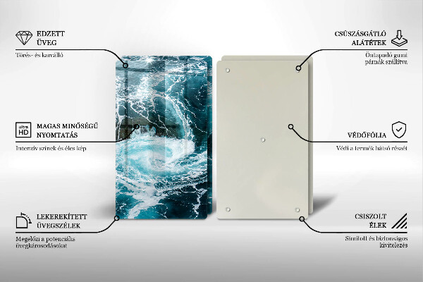 Sklenená doska na krájanie Peniace vlny vody