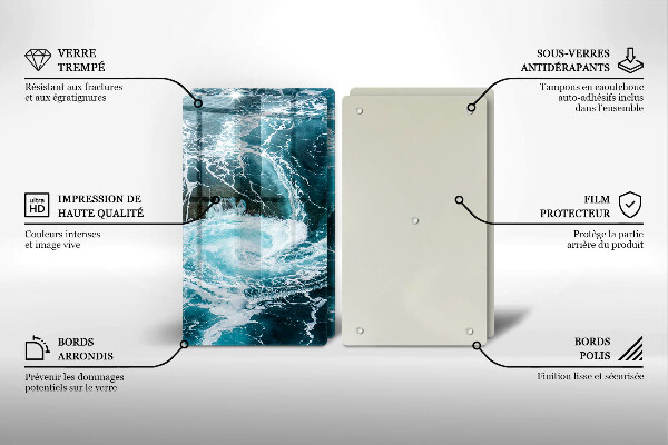 Sklenená doska na krájanie Peniace vlny vody