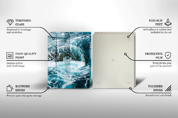 Sklenená doska na krájanie Peniace vlny vody