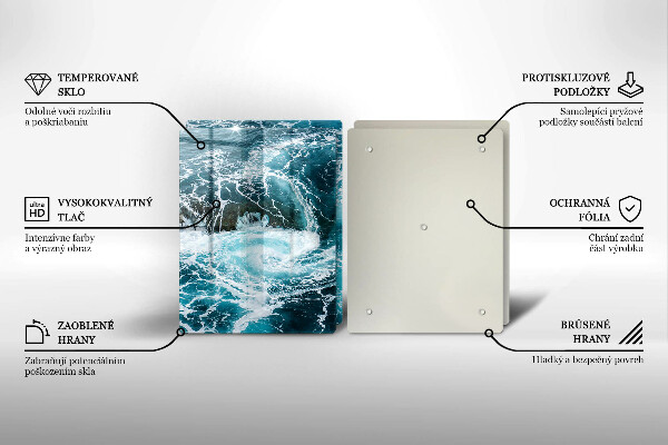 Sklenená doska na krájanie Peniace vlny vody