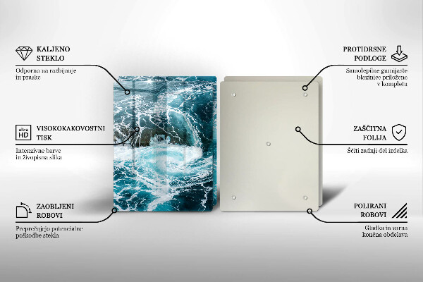 Sklenená doska na krájanie Peniace vlny vody