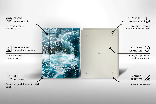 Sklenená doska na krájanie Peniace vlny vody