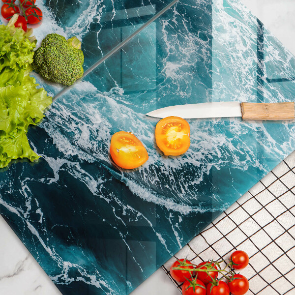 Sklenená doska na krájanie Peniace vlny vody