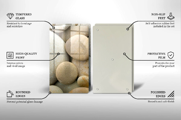 Kuchynská doska veľká zo skla Vzor oválnych kamienkov