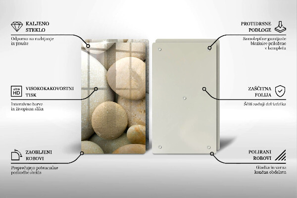 Kuchynská doska veľká zo skla Vzor oválnych kamienkov