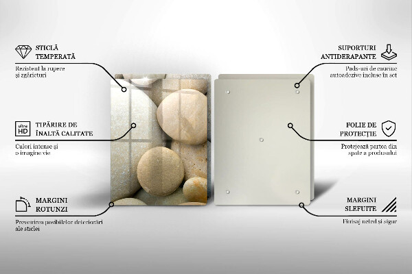 Kuchynská doska veľká zo skla Vzor oválnych kamienkov